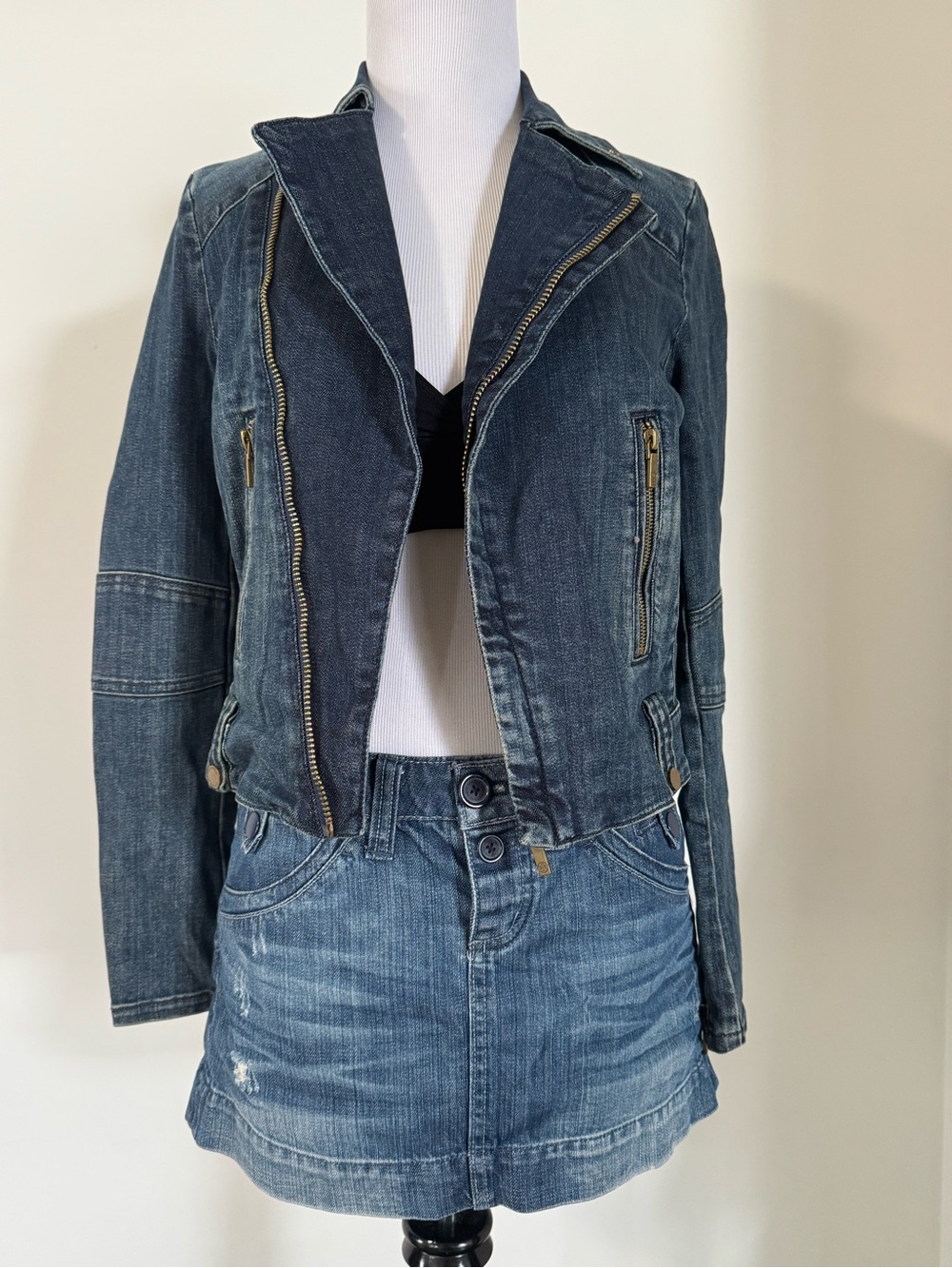 ToryBurch Denim Moto Jacket - Blue
